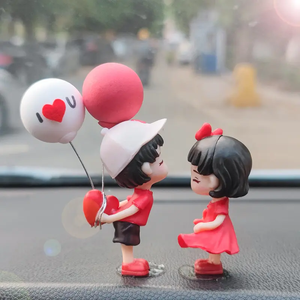 Balon pernikahan Mini kekasih pengantin pria kartun lucu mainan Dekorasi Aksesori Interior mobil Mini idola dasbor Resin - Product Image 1