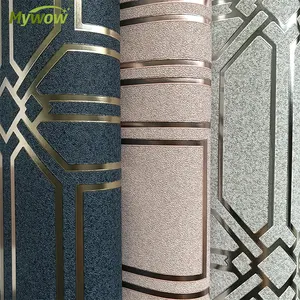 MyWow Wallpaper PVC Metalik Mewah, Interior 0.53*10M Desain Eropa Tahan Air