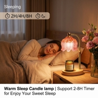 Lampe chauffe-bougie en verre transparent en forme de tulipe avec base en bois massif, réglable et sans flamme, pour bougies parfumées – Idée cadeau