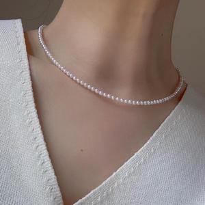 Collier de perles d'eau douce de 3-4 mm avec bijoux en argent pur à la mode pour femmes pour les vacances ou les cadeaux - Product Image 4