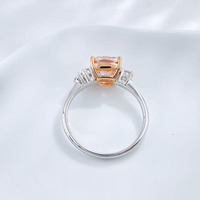 Anelli di fidanzamento semplici a 4 griffe con gambo dritto e taglio a cuscino in oro rosa bianco 18 carati con diamante rosa da laboratorio per donna, anello con diamante coltivato in laboratorio