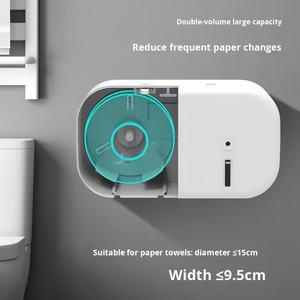 Distributeur central mural à double rouleau en plastique sans perçage Grand porte-rouleau de <span class=keywords><strong>papier</strong></span> hygiénique et boîte à mouchoirs pour les toilettes publiques - Product Image 4