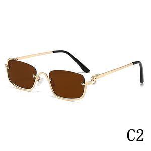 2024 tendance femmes lunettes de <span class=keywords><strong>soleil</strong></span> petit cadre carré nouveau Style moitié inférieure métal vente chaude <span class=keywords><strong>pare</strong></span>-<span class=keywords><strong>soleil</strong></span> diamant visage Rectangle - Product Image 3