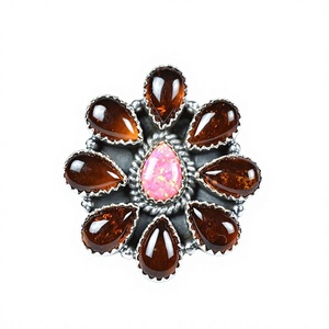 Handmade Amber Sterling Silver <b>Adjustable</b> <b>Ring</b> Natural Amber Gemstone Jewelry for Women Wholesale - Product Image 1