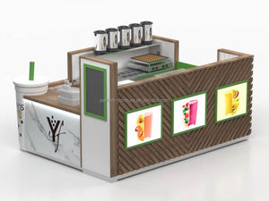 High End Bubble Tea <strong>Kiosk</strong> <strong>Juice</strong> bar Counter Design Coffee <strong>Kiosk</strong> Wood Color Mall Drink <strong>Kiosk</strong> - Product Image 4