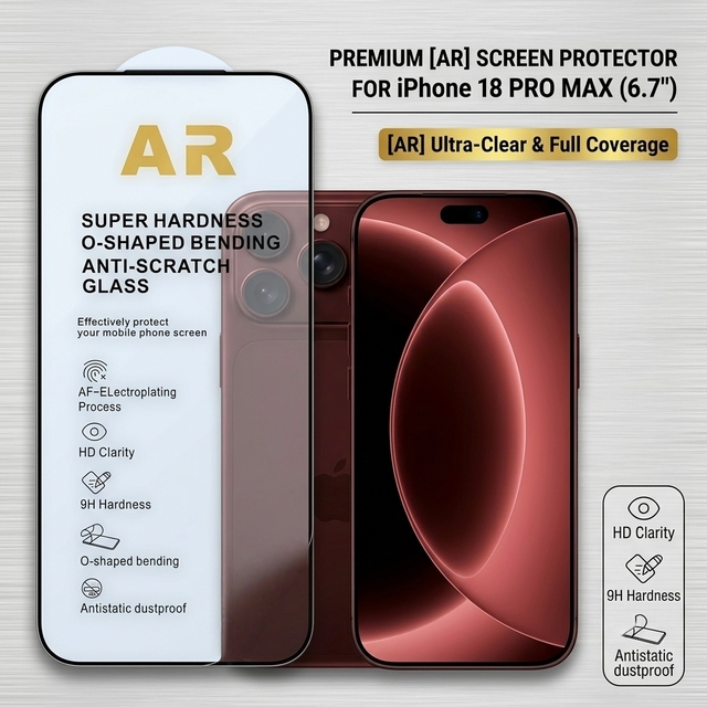 Electroplated AR Anti-Reflection Enhanced Transmittance Tempered Glass Screen Protector for iPhone 18 Pro / iPhone 18 Pro Max