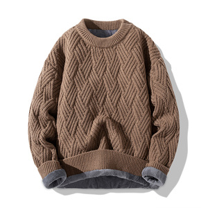 Pull-over en tricot jacquard pour homme 2026, col rond, en coton, pour l'hiver - Product Image 2
