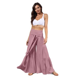 Elegante Flowy Cintura Alta Boêmio Calças De Perna Larga - Product Image 5