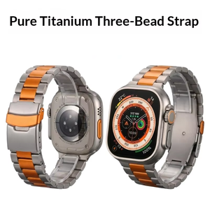 Bracelet en titane à trois maillons Upro Luxury pour Apple Watch, disponible en tailles 49 mm, 46 mm, 45 mm, 44 mm, 42 mm et 40 mm, pour homme, style business. - Product Image 2