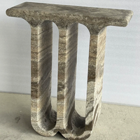 Table console moderne en marbre gris, durable et écologique, avec rangement pour le salon, meubles de maison
