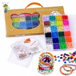 Meilleure vente Multi couleur polymère argile Heishi perles ménage rond polymère argile perles Bracelet Kit à la main argile perle