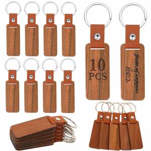 Porte-clés personnalisés en métal de qualité, accessoire cadeau pour amoureux, porte-clés promotionnels faits à la main en hêtre et bambou avec mousquetons - Product Image 1