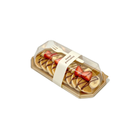 Boîtes à collation rectangulaires en plastique en gros pour bonbons, gâteaux, gaufres, crêpes, avec plateau de service doré et couvercle transparent