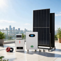 Système solaire domestique prêt à l'emploi avec batterie empilable sur roues pour maison isolée et réserves de coupures de courant