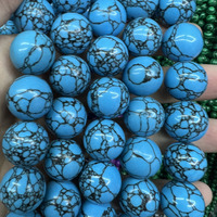 Perles de pierre turquoise bleue lisse naturelle Gemstone Howlite perles accessoire pour la fabrication de bijoux couleur bleue 15"
