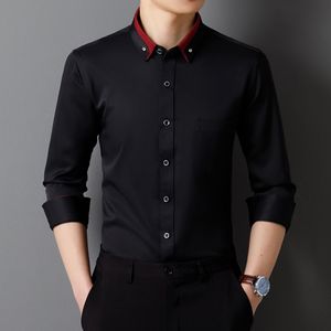 Men's Long Sleeve Button Up Shirt Contrast Collar Pocket Formal Business Casual <b>Office</b> Wear - Product Image 2
