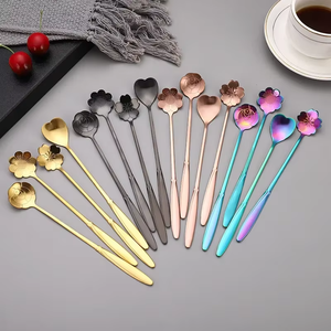 Mini Cuchara de Té de Acero Inoxidable Chapada en Oro con Forma de Flor, Cuchara para Degustación de Café para Eventos - Product Image 1