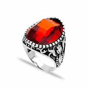Oval Shape Garnet Gemstone Authentic <b>Men</b> <b>Ring</b> Turkish Wholesale Handmade 925 Sterling Silver <b>for</b> <b>Men</b> - Product Image 2