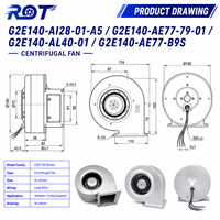 Ventilador Centrífugo Original G2E140-AI28-01-A5 AC 230V 140mm 282CFM de Curva Directa para Reemplazo en Gabinetes HVAC