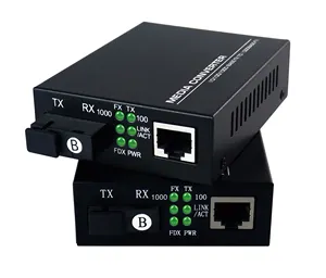 Konverter Media industri Ethernet, 10/100/1000m Mode tunggal/Multi Mode serat ganda SFP Sc Gigabit