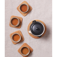 6 pièces/sous-verres ensemble accessoires de thé vaisselle ronde décor de table napperon plat sec tapis rotin tissage tasse tapis Pad