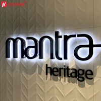 Letras de Canal con Retroiluminación LED y Logotipo Metálico 3D Personalizado en Oro para Decoración de Interiores de Tiendas de Marca de Lujo