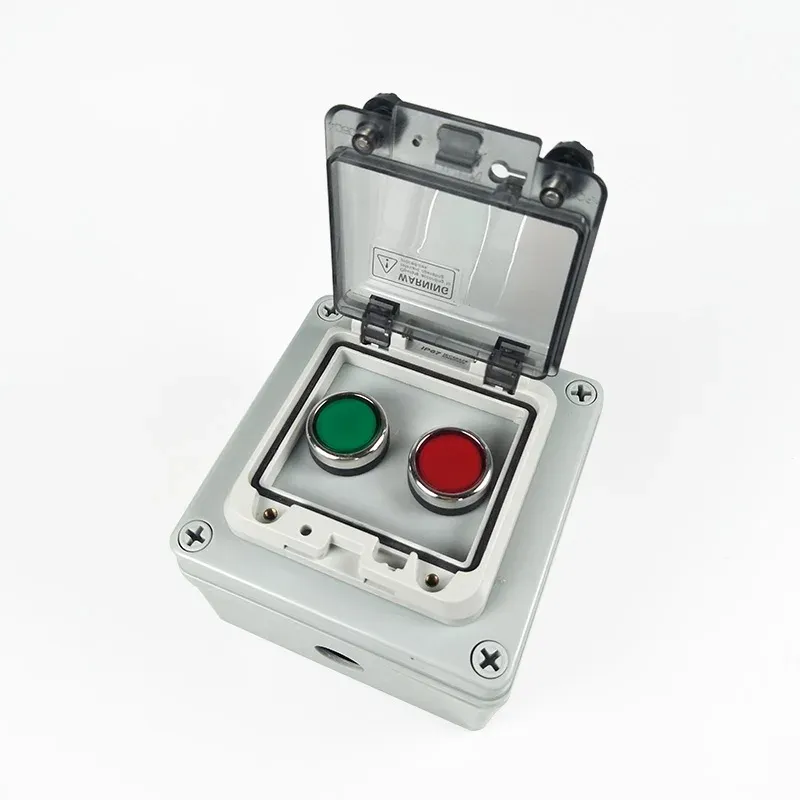 Caixa de junção de plástico ABS IP67 à prova d'água, botão vermelho e verde, caixa de controle DIY, caixa de conexão elétrica, caixa de junção