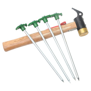 Estacas de acero engrosadas de 7x250 mm con cabeza de plástico, resistentes al viento, para tiendas de campaña, camping, playa y lonas. - Product Image 2