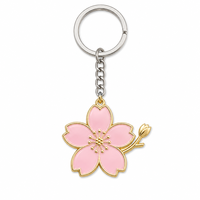 Porte-clés en alliage de zinc personnalisé en forme de fleur de cerisier, directement de l'usine, avec logo personnalisé, breloque de sac, vente en gros