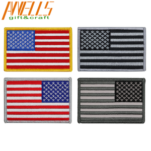 Niềm tự hào Yêu Nước USA Cờ Mỹ vá grey thêu trên cao su PVC cho áo khoác mũ tay áo - Product Image 2