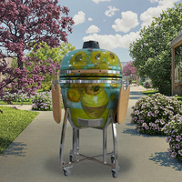 Barbecue au charbon de bois multifonctionnel en céramique Auplex OEM Komodo Houtskoolgrill Beige 23 pouces de haut, type Kamado Joe Green Smoker