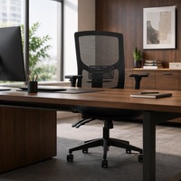 Chaise de bureau ergonomique en maille bleue avec support lombaire pour visiteurs et personnel, dossier mi-haut, du fabricant