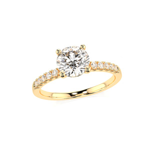 Elegante Anillo de Compromiso de <span class=keywords><strong>Oro</strong></span> <span class=keywords><strong>Blanco</strong></span> con <span class=keywords><strong>Diamante</strong></span> de Laboratorio <span class=keywords><strong>Solitario</strong></span> <span class=keywords><strong>y</strong></span> Piedras Decorativas, <span class=keywords><strong>Diamante</strong></span> CVD con Corte Brillante Certificado para Mujer - Product Image 2