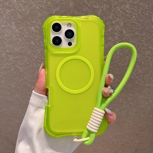 Sang Trọng Kẹo Màu Điện Thoại Trường Hợp Sạc Không Dây Chống Sốc 3 Trong 1 Điện Thoại Di Động Trường Hợp Với Dây Đeo Cổ Tay Cho Iphones 15 Pro Max - Product Image 2