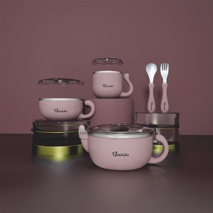 Baode Children's Tableware Set 361 Stainless Steel Bowl Milk Cup Cutlery <b>Kids</b> <b>Dining</b> - Product Image 2