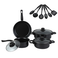 Ensemble d'Ustensiles de Cuisine Antiadhésifs en Fonte Noire de 13 Pièces, Vente en Gros Usine