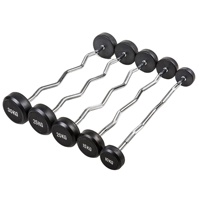 Barre de musculation droite XOYOOU en acier recouvert de caoutchouc antidérapant, haltères fixes portables pour l'entraînement des épaules et des bras