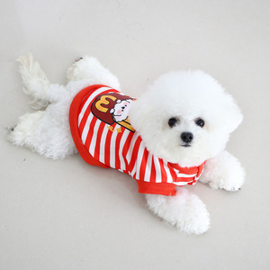 Chaleco para perro con forro polar a rayas y estampado de patatas fritas, rojo y blanco, para mascotas, uso en exteriores - Product Image 4