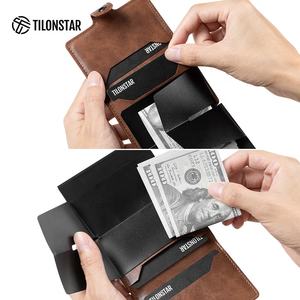 TILONSTAR TC127 ミニマリストカードオーガナイザー 二つ折りアルミ製カードケース ワンタッチポップアップウォレット PUレザー RFIDカードホルダー - Product Image 6