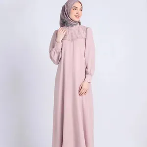 新设计2024粉色阿巴雅女性穆斯林连衣裙2024迪拜土耳其时尚别致连衣裙