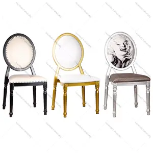 Franse louis stijl meubels aluminium ronde terug stoel goedkope cafe stoel