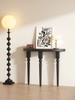Table console noire courbée en forme de demi-lune, table d'entrée moderne étroite pour couloir, salon, entrée