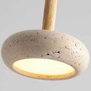 <span class=keywords><strong>Lampadario</strong></span> a LED in travertino in stile Wabi Sabi per comodino ristorante moderno in pietra <span class=keywords><strong>naturale</strong></span> con soffitto a LED in <span class=keywords><strong>legno</strong></span> - Product Image 6