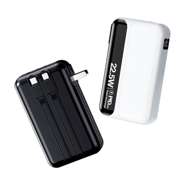 Wholesale OEM 22.5W 10000mAh Power Banks for Phone Fast Charging with Cable Portable 20000mAh Power Bank With AC Plug for Gift