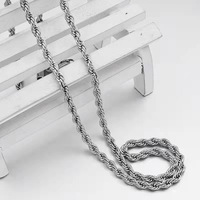 Collier de couple de style européen américain corde torsadée en acier inoxydable avec chaîne à maillons mode bijoux Hip Hop simples