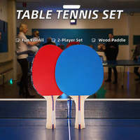 Ensemble de raquettes de tennis de table en bois 5 plis de haute qualité avec surface en caoutchouc à picots, balles et kit de jeu pour sports d'intérieur