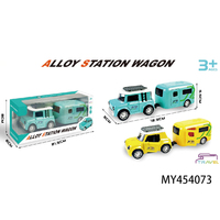 Modèle de voiture miniature en métal classique 2026, station wagon, alliage, jouet à friction, véhicule à remorque, jouets avec lumière et son