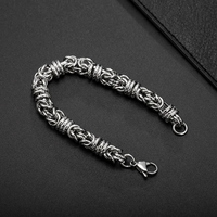 Bracelet chaîne byzantine en acier inoxydable 8 mm x 21 cm, bracelets à maillons tendance pour hommes et unisexe, plaqué or 18 carats, vente en gros
