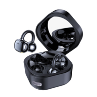 Écouteurs intra-auriculaires à clip avec étui miroir de maquillage, traduction IA, anneau en cuivre HIFI 10 mm, magnétique BT6.0, 200 mAh, pour femmes, voyage et appels