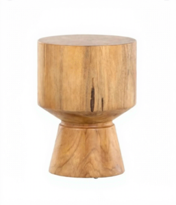 NATURAL TEAK WOOD DRUM OUTDOOR SIDE END <b>TABLE</b>/Outdoor Side <b>Table</b> Patio End <b>Table</b>/Weatherproof End <b>Table</b> Outdoor Accent DRUM - Product Image 1